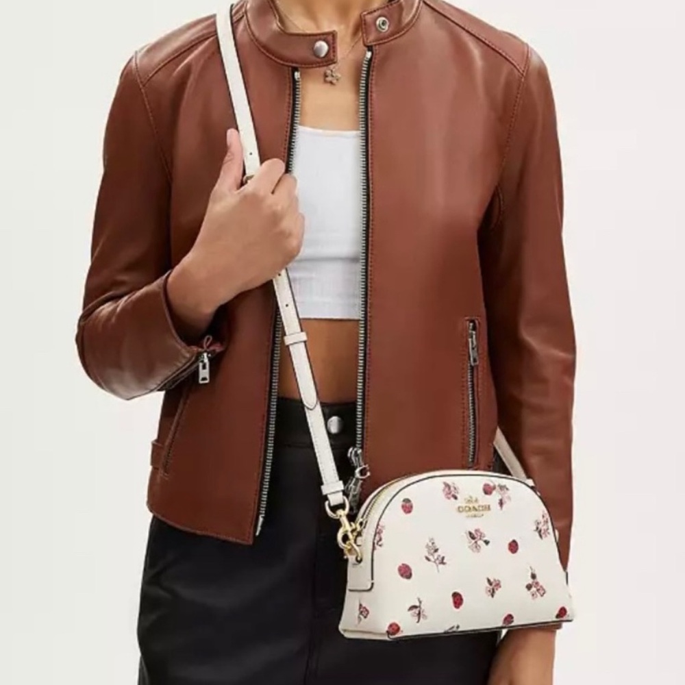 NWT Coach Handbag Madi Crossbody With Ladybug Floral Print Gold. Retail $400.